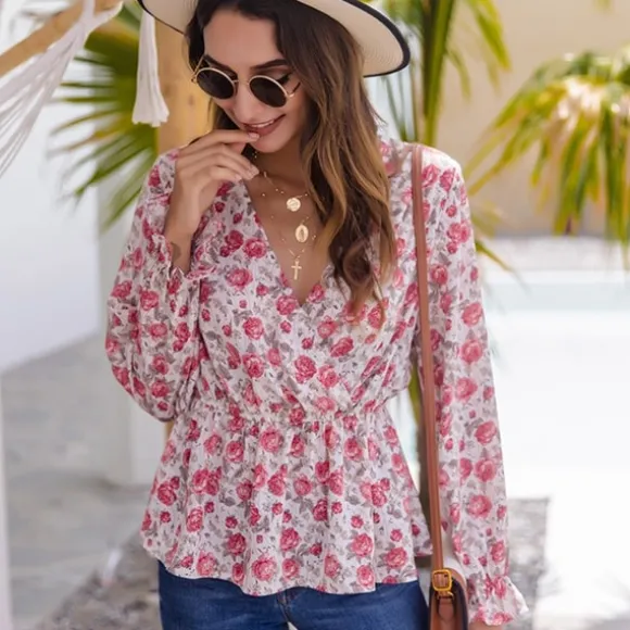 Sale Princesse Fleurie Blouse Blanche Fleurie Rose