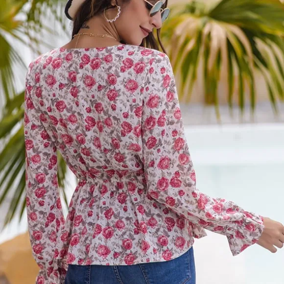 Sale Princesse Fleurie Blouse Blanche Fleurie Rose