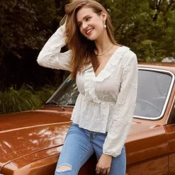 Outlet Princesse Fleurie Blouse Brodée de Fleurs