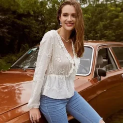 Outlet Princesse Fleurie Blouse Brodée de Fleurs