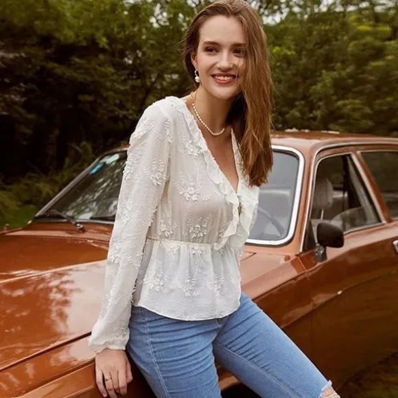 Outlet Princesse Fleurie Blouse Brodée de Fleurs