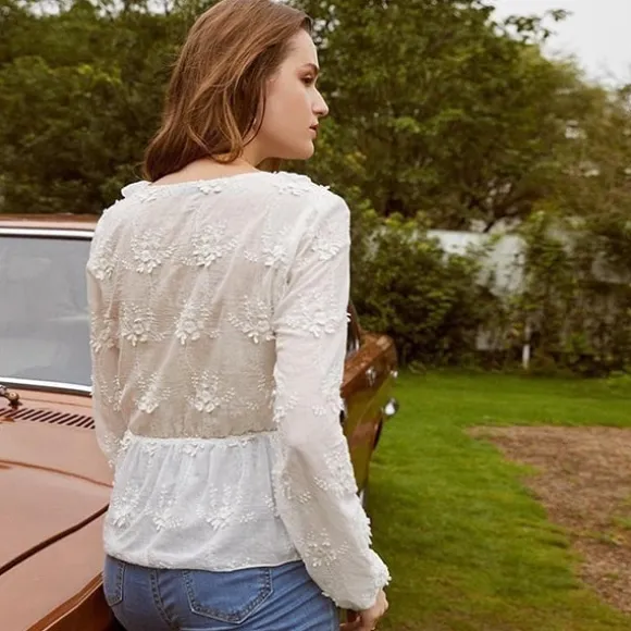 Outlet Princesse Fleurie Blouse Brodée de Fleurs