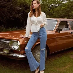 Outlet Princesse Fleurie Blouse Brodée de Fleurs