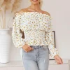 Cheap Princesse Fleurie Blouse Fleurie Épaules Dénudées