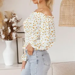 Cheap Princesse Fleurie Blouse Fleurie Épaules Dénudées