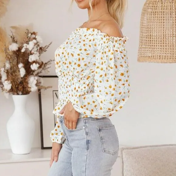 Cheap Princesse Fleurie Blouse Fleurie Épaules Dénudées