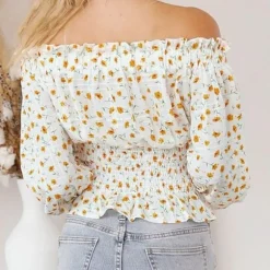Cheap Princesse Fleurie Blouse Fleurie Épaules Dénudées