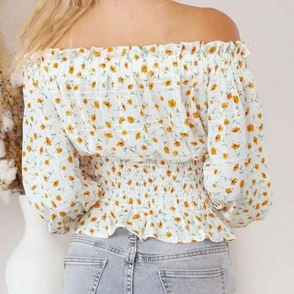 Cheap Princesse Fleurie Blouse Fleurie Épaules Dénudées