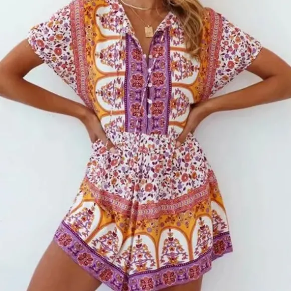 Hot Princesse Fleurie Combishort Fleuri Hippie