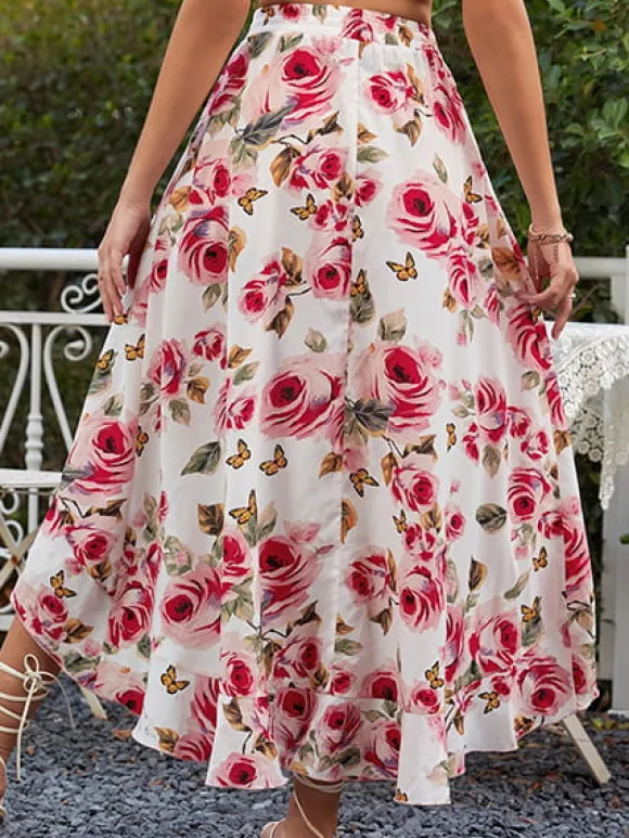 New Princesse Fleurie Jupe Fleurie Coupe Asymétrique