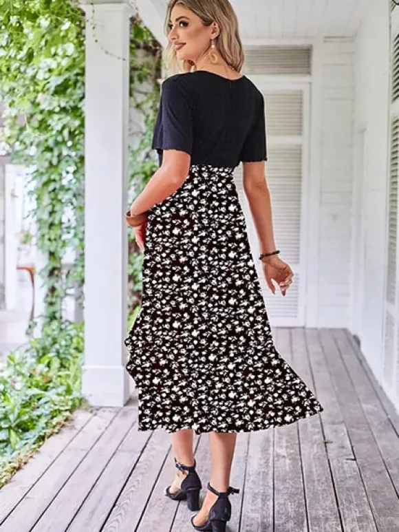 Sale Princesse Fleurie Jupe Longue Fleurie Noire