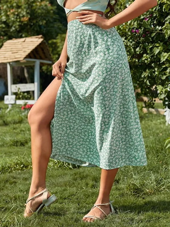New Princesse Fleurie Jupe Longue Fleurie Verte