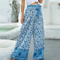 Store Princesse Fleurie Pantalon Bleu Fleuri
