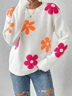 Best Princesse Fleurie Pull Blanc Fleuri
