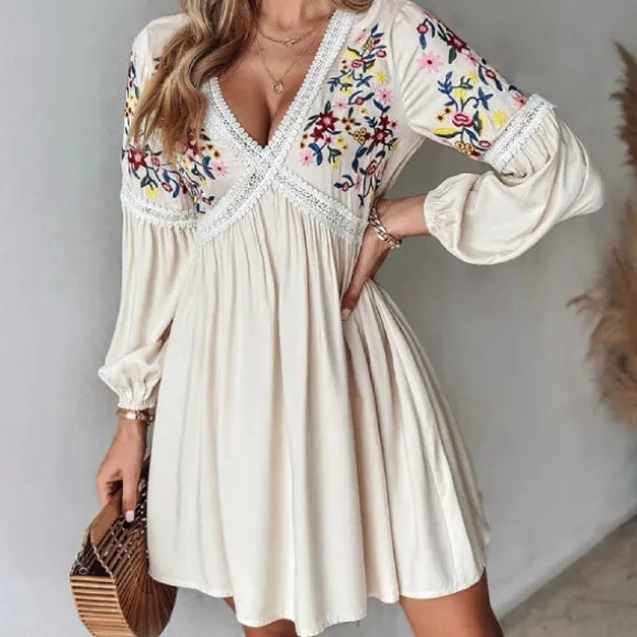Online Princesse Fleurie Robe Blanche Brodée Fleurs
