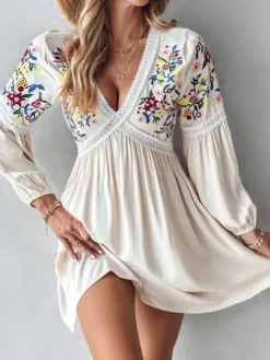 Online Princesse Fleurie Robe Blanche Brodée Fleurs