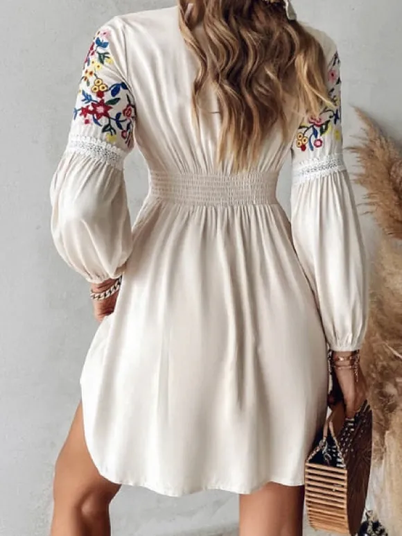 Online Princesse Fleurie Robe Blanche Brodée Fleurs