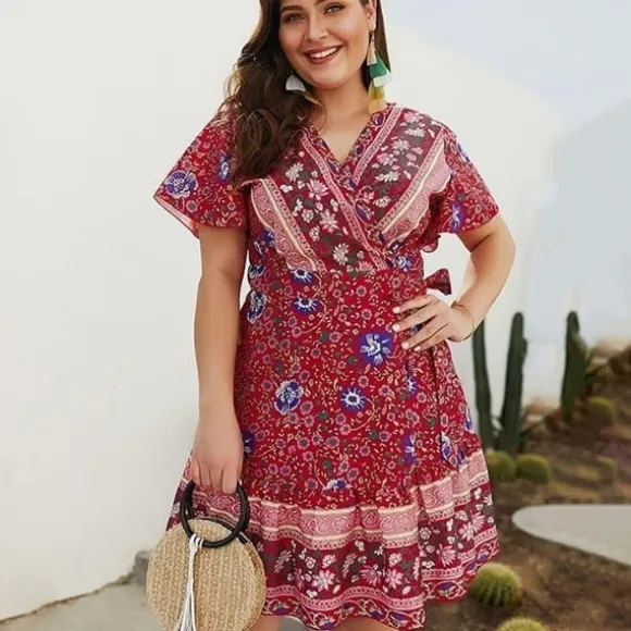 Store Princesse Fleurie Robe Courte Fleurie Grande Taille