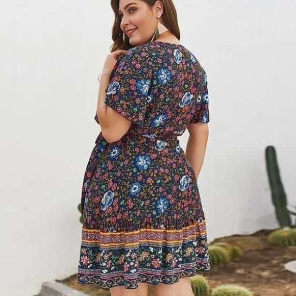 Store Princesse Fleurie Robe Courte Fleurie Grande Taille