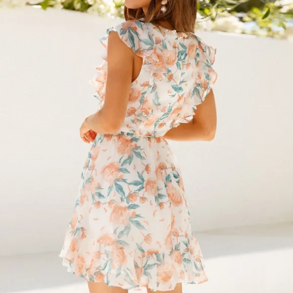 Clearance Princesse Fleurie Robe Courte Évasée Fleurie