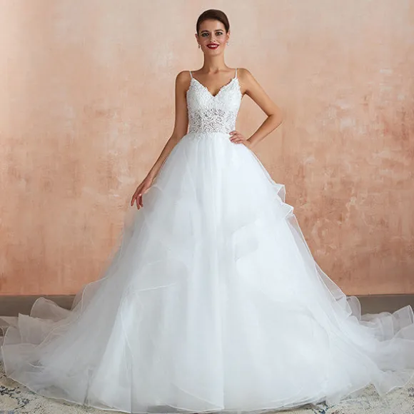 Best Sale Princesse Fleurie Robe de Mariée Fleurie à Bretelles