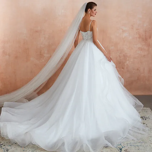 Best Sale Princesse Fleurie Robe de Mariée Fleurie à Bretelles
