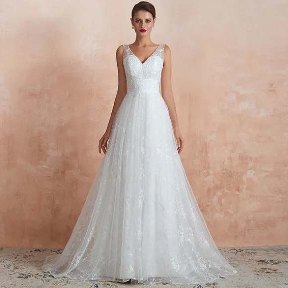 Clearance Princesse Fleurie Robe de Mariée Fleurie Dentelle