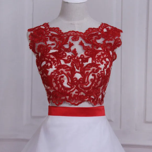 Fashion Princesse Fleurie Robe de Mariée Fleurs Rouges