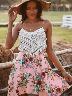 Sale Princesse Fleurie Robe Fleurie à Franges