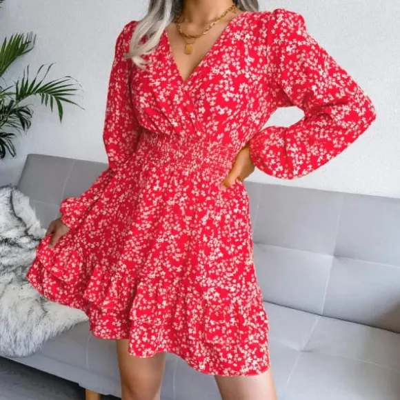 Shop Princesse Fleurie Robe Fleurie Courte Manches Longues