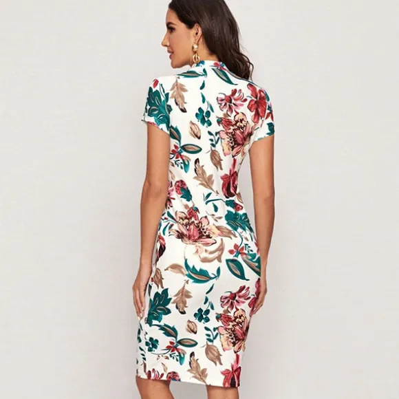 Shop Princesse Fleurie Robe Fleurie Courte Moulante