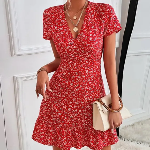 Cheap Princesse Fleurie Robe Fleurie Courte Rouge