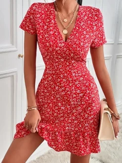 Cheap Princesse Fleurie Robe Fleurie Courte Rouge