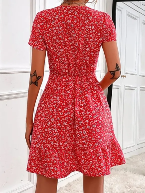 Cheap Princesse Fleurie Robe Fleurie Courte Rouge