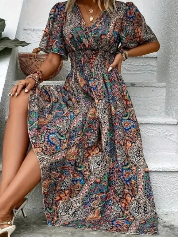 Flash Sale Princesse Fleurie Robe Fleurie Décolleté