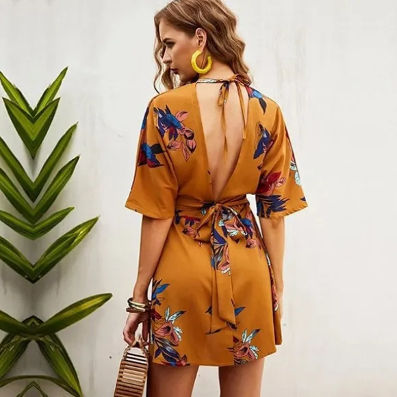 Cheap Princesse Fleurie Robe Fleurie Décolleté Plongeant