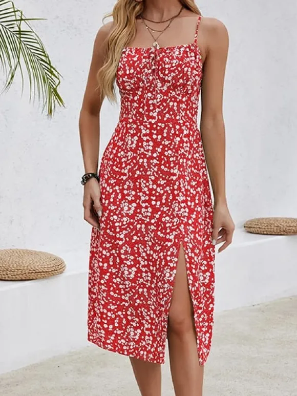 Outlet Princesse Fleurie Robe Fleurie Mi-Longue Femme