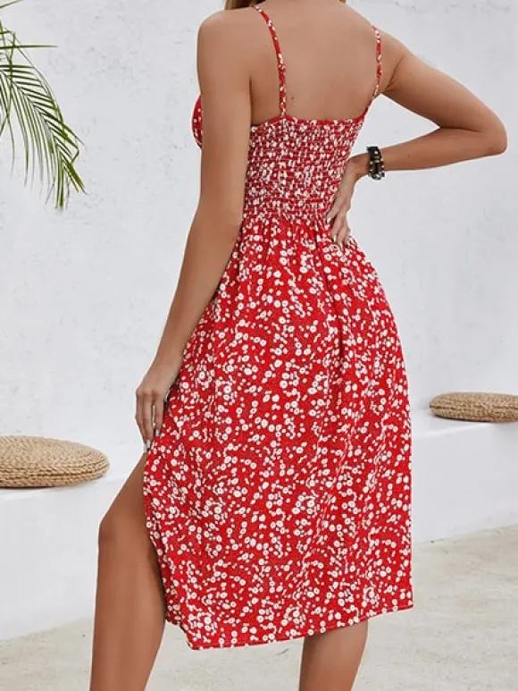 Outlet Princesse Fleurie Robe Fleurie Mi-Longue Femme