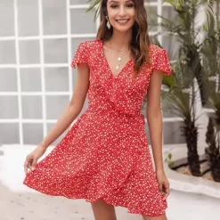 Online Princesse Fleurie Robe Fleurie Rouge Volants