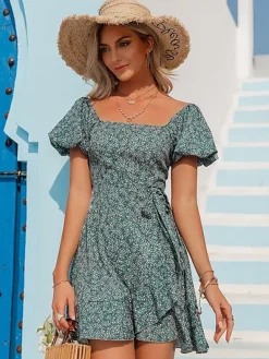 Cheap Princesse Fleurie Robe Fleurie Vert Émeraude