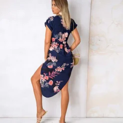 Hot Princesse Fleurie Robe Fluide Fleurie Mi-Longue