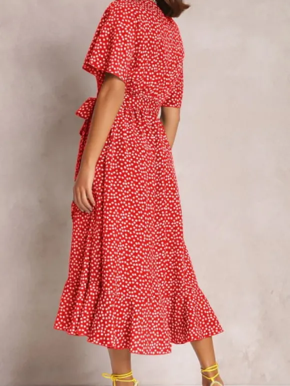 Sale Princesse Fleurie Robe Fluide Fleurie Rouge