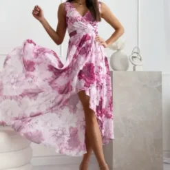 Hot Princesse Fleurie Robe Longue Fleurie Asymétrique