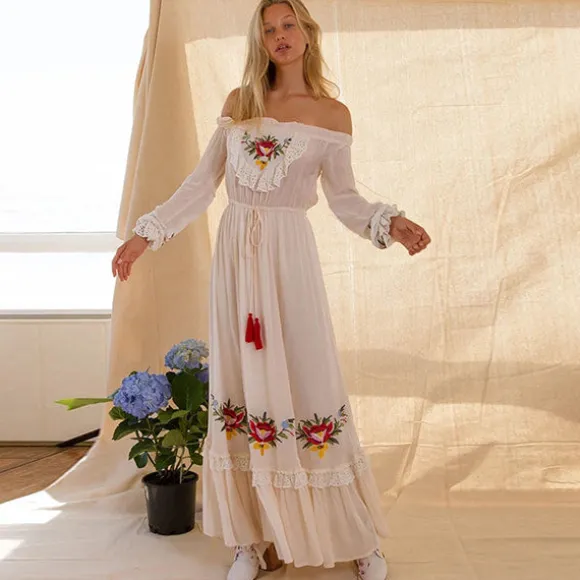 Online Princesse Fleurie Robe Longue Fleurie Brodée