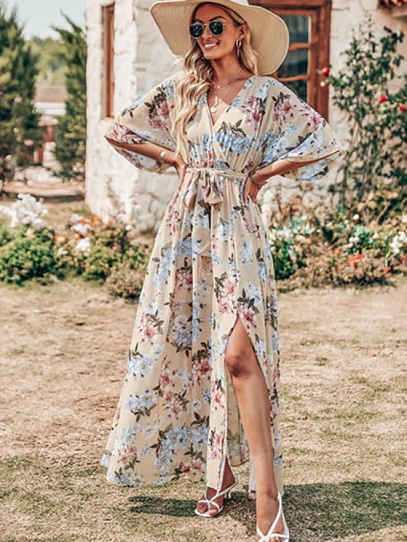 Flash Sale Princesse Fleurie Robe Longue Fleurie Échancrée