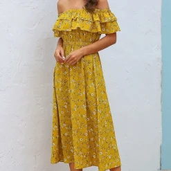 Shop Princesse Fleurie Robe Longue Fleurie Jaune