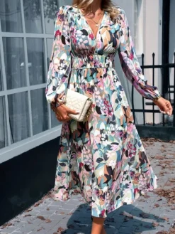 Clearance Princesse Fleurie Robe Longue Fleurie Manches Longues