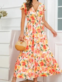 Best Princesse Fleurie Robe Longue Fleurie Orange