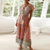 Hot Princesse Fleurie Robe Longue Fleurie Rose