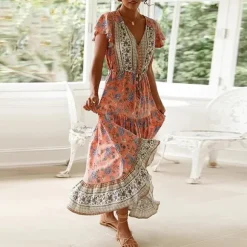 Hot Princesse Fleurie Robe Longue Fleurie Rose